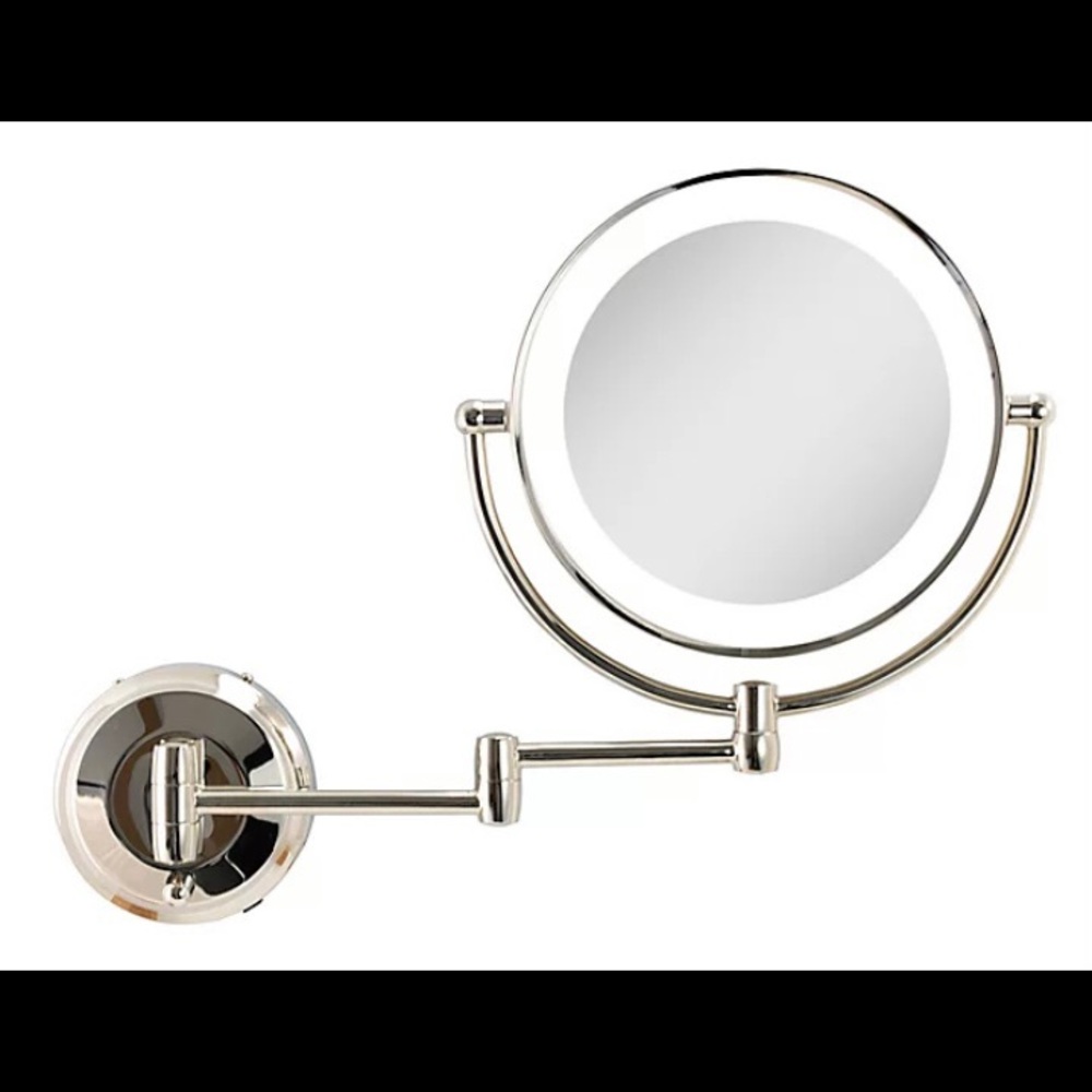 Zadro™ 10X/1X Dual-Sided Round LED Lighted Wall Mount Mirror in Polished Nickel